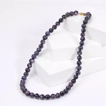 Бусы чароит 9 мм 47 см (биж. сплав)