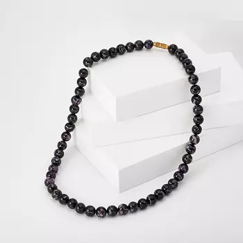 Бусы чароит 9 мм 48 см (биж. сплав)