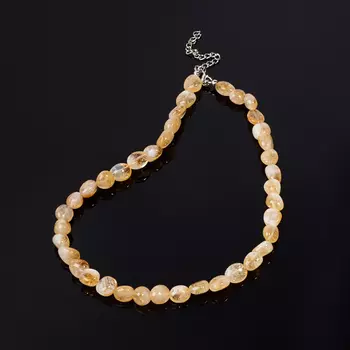 Бусы цитрин 46 см (+7 см) (биж. сплав)