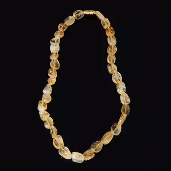 Бусы цитрин 48 см (биж. сплав)