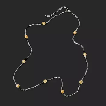 Бусы цитрин (биж. сплав, сталь хир.) (цепочка) длинные 8 мм 73 см (+7 см)