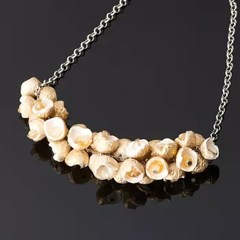 Бусы цитрин (биж. сплав, сталь хир., глина полимерная) (колье) 45 см (+7 см)