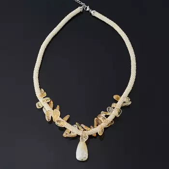 Бусы цитрин (биж. сплав, сталь хир.) (колье) 48 см (+7 см)