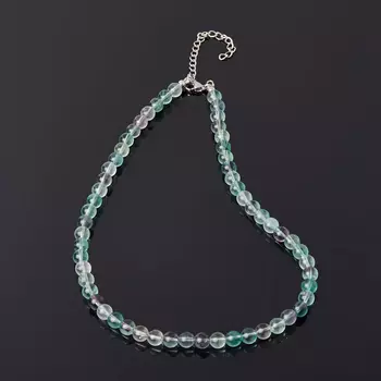 Бусы флюорит (биж. сплав, сталь хир.) 7 мм 45 см (+7 см)