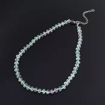 Бусы флюорит (биж. сплав, сталь хир.) 7 мм 43 см (+7 см)