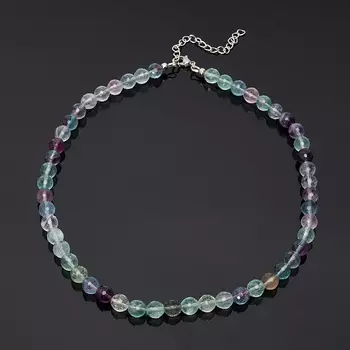 Бусы флюорит огранка 8 мм 49 см (+7 см) (сталь хир., биж. сплав)