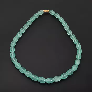 Бусы флюорит зеленый 50 см (биж. сплав)