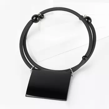 Бусы гагат (биж. сплав, каучук) (колье) (регулируемый)