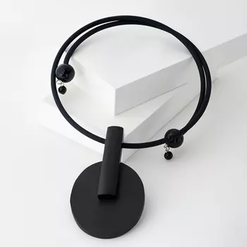 Бусы гагат (биж. сплав, каучук) (колье) (регулируемый)