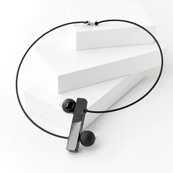 Бусы гагат (биж. сплав, каучук) (колье) 50 см