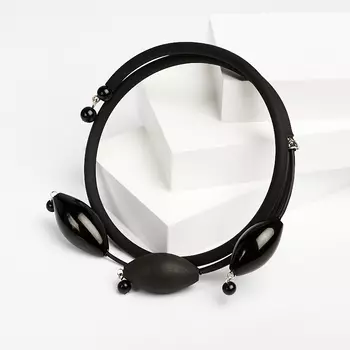 Бусы гагат (колье) (регулируемый) (каучук, биж. сплав)