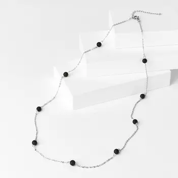 Бусы гагат матовый (биж. сплав, сталь хир.) (цепочка) длинные 7 мм 73 см (+7 см)