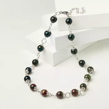 Бусы гелиотроп (биж. сплав, сталь хир.) 10 мм 43 см (+7 см)