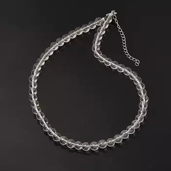 Бусы горный хрусталь (биж. сплав, сталь хир.) 8 мм 45 см (+7 см)