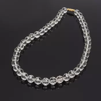 Бусы горный хрусталь огранка 10 мм 47 см (биж. сплав)