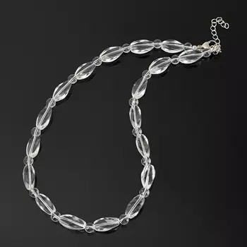 Бусы горный хрусталь (сталь хир., биж. сплав) 6 мм 45 см (+7 см)