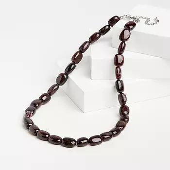 Бусы гранат альмандин (биж. сплав, сталь хир.) 48 см (+7 см)