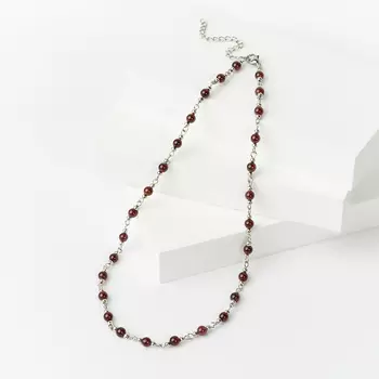 Бусы гранат альмандин (биж. сплав, сталь хир.) 5 мм 47 см (+7 см)