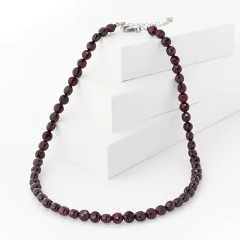 Бусы гранат альмандин (биж. сплав, сталь хир.) огранка 7 мм 44 см (+7 см)