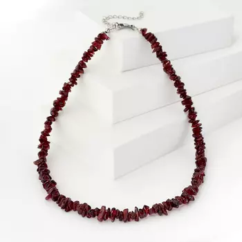 Бусы гранат альмандин (биж. сплав, сталь хир.) 44 см (+7 см)