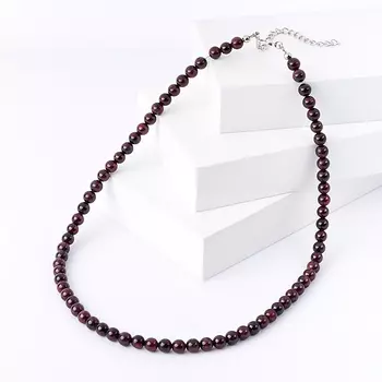 Бусы гранат альмандин (биж. сплав, сталь хир.) 6 мм 44 см (+7 см)