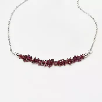 Бусы гранат альмандин (биж. сплав, сталь хир.) (колье) 50 см (+7 см)