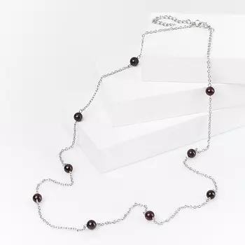 Бусы гранат альмандин (сталь хир., биж. сплав) (цепочка) длинные 7 мм 75 см (+7 см)