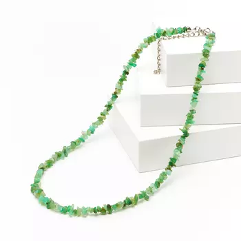 Бусы хризопраз 45 см (+7 см) (биж. сплав)