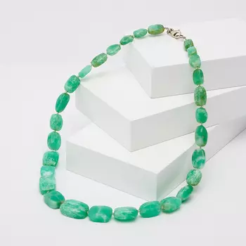 Бусы хризопраз 47 см (биж. сплав)