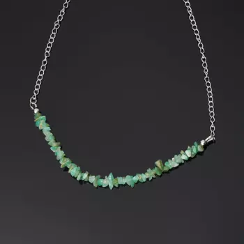 Бусы хризопраз (биж. сплав, сталь хир.) (колье) 45 см (+7 см)