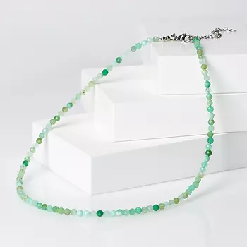 Бусы хризопраз (биж. сплав, сталь хир.) огранка 4 мм 42 см (+7 см)