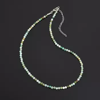 Бусы хризопраз (сталь хир., биж. сплав) огранка 4 мм 44 см (+7 см)