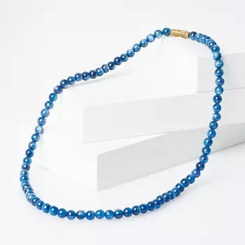 Бусы кианит синий 6 мм 48 см (биж. сплав)