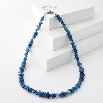 Бусы кианит синий (биж. сплав, сталь хир.) 45 см (+7 см)