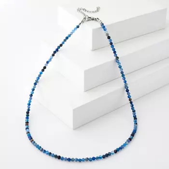 Бусы кианит синий (биж. сплав, сталь хир.) огранка 3 мм 44 см (+7 см)