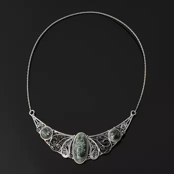 Бусы клинохлор (серафинит) (нейзильбер) (колье) 42 см