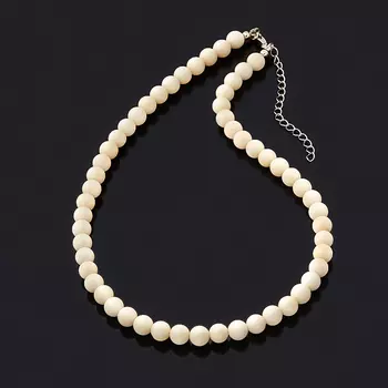 Бусы коралл белый (биж. сплав, сталь хир.) 8 мм 45 см (+7 см)