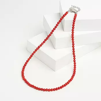 Бусы коралл красный (биж. сплав) 5 мм 45 см (+7 см)