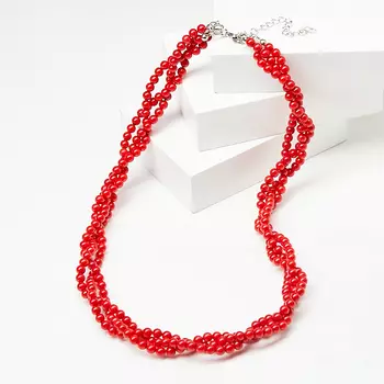 Бусы коралл красный (биж. сплав) 5 мм 50 см (+7 см)