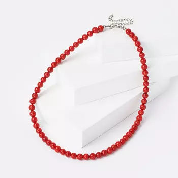 Бусы коралл красный (биж. сплав) 7 мм 46 см (+7 см)