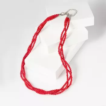 Бусы коралл красный (биж. сплав, сталь хир.) 4 мм 46 см (+7 см)