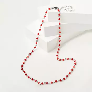 Бусы коралл красный (биж. сплав, сталь хир.) 4 мм 50 см (+7 см)