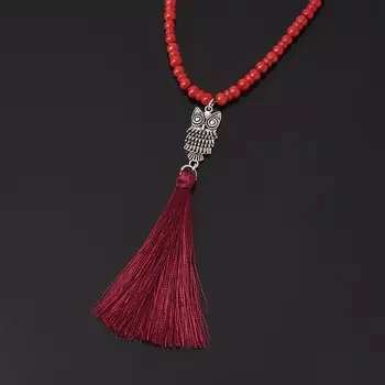 Бусы коралл красный (биж. сплав, текстиль) (сотуар) длинные 86 см