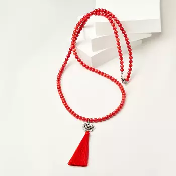 Бусы коралл красный (сотуар) длинные 6 мм 80 см (текстиль, сталь хир., биж. сплав)