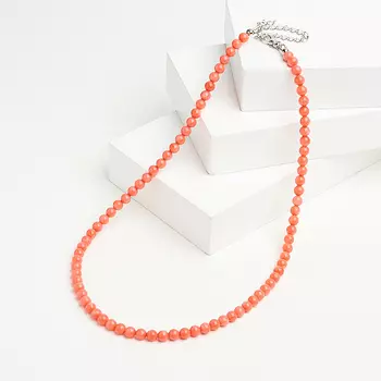 Бусы коралл розовый (биж. сплав) 5 мм 45 см (+7 см)