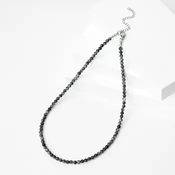 Бусы кошачий глаз (кварцевый) (биж. сплав, сталь хир.) 4 мм 42 см (+7 см)