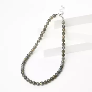 Бусы лабрадор 8 мм 44 см (+7 см) (сталь хир., биж. сплав)