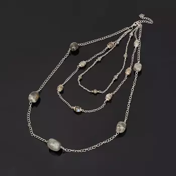 Бусы лабрадор (биж. сплав) (колье) 37 см (+7 см)