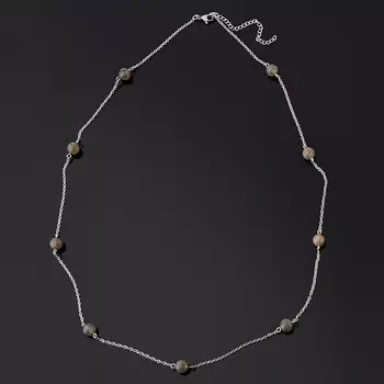 Бусы лабрадор (биж. сплав, сталь хир.) (цепочка) длинные 8 мм 76 см (+7 см)