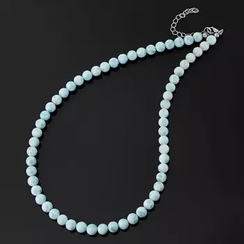 Бусы ларимар нская Республика (биж. сплав, сталь хир.) 7 мм 46 см (+7 см)